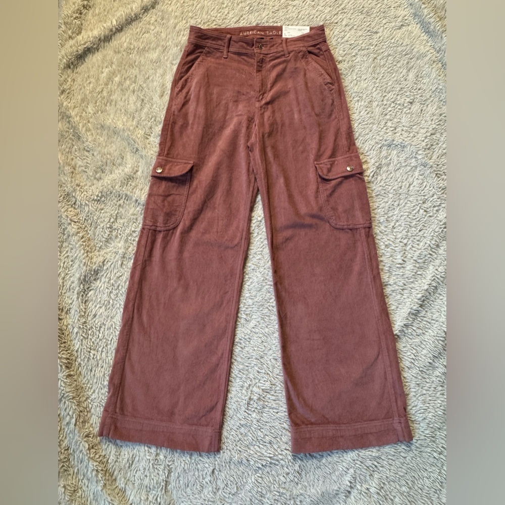 NWT American Eagle Dreamy Corduroy Super High-Waisted Baggy Wide-Leg  size 6 - Picture 2 of 13